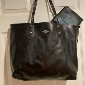 Women’s Coach tote bag reversible black and teal